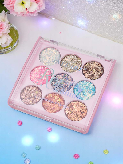 Палитра из 9 сияющих теней для век. Сияющие тени для век