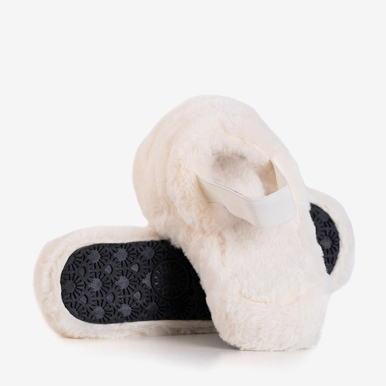 Moteriškos kailinės ecru spalvos šlepetės Fornax - Avalynė