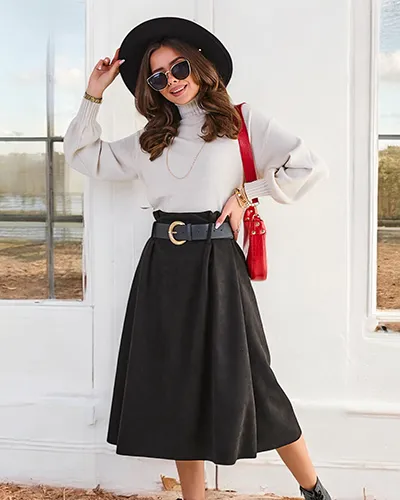 Karališka moteriška vidutinio ilgio sijoną a' la kailis