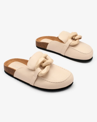 Royalfashion Женские бежевые шлепанцы а'ля мокасины Doleqi