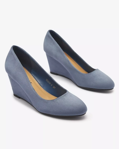 Классические женские насосы из эко-замши синего цвета Jiwitis - Обувь