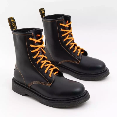 OUTLET Juodos moteriškos basutės su oranžiniais raišteliais Aven- Footwear