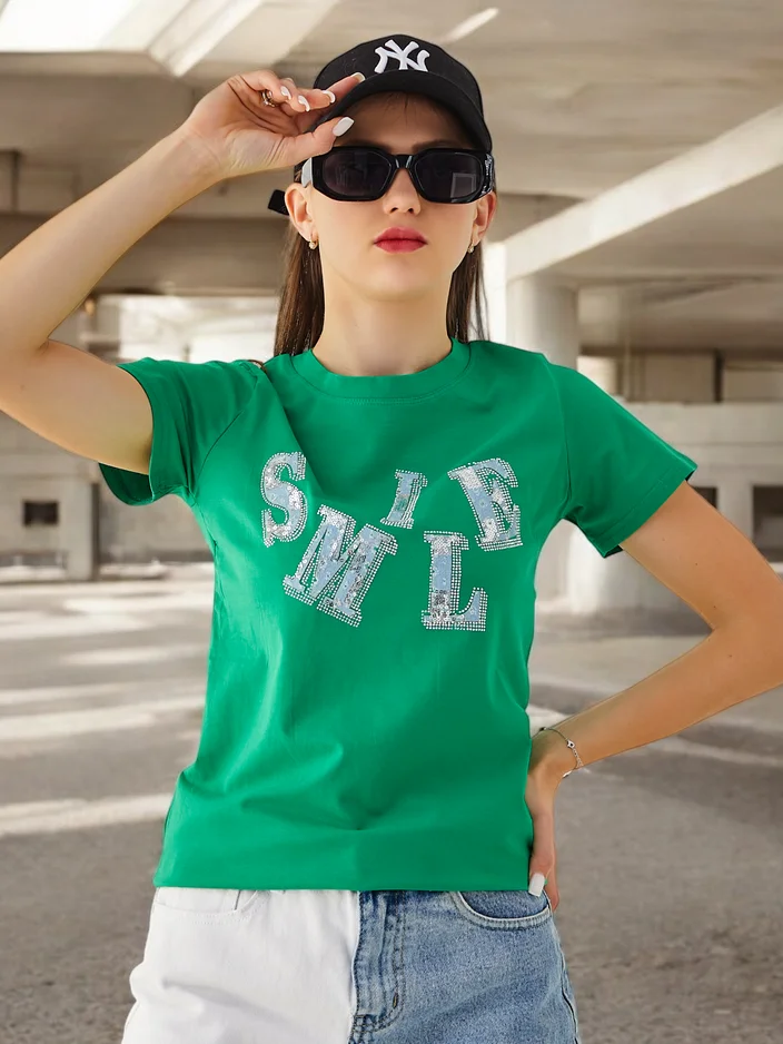 Блузка женская из хлопка Royalfashion с надписью