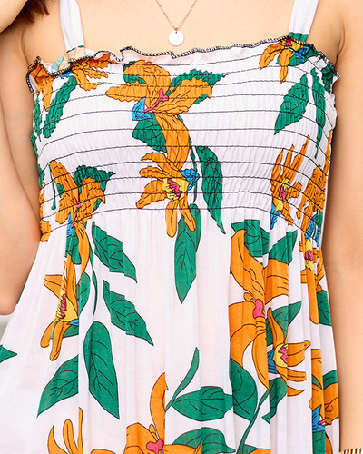 Trumpa suknelė su petnešėlėmis baltos spalvos - Drabužiai