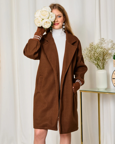 Royalfashion Женская куртка-пальто длиной до колена темно-коричневого цвета