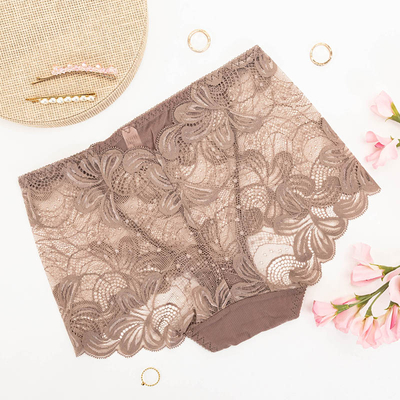 ККоричневые кружевные трусики PLUS SIZE