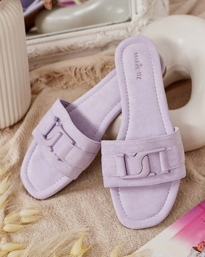 Royalfashion Violetinės moteriškos basutės su sagtimi Rydr