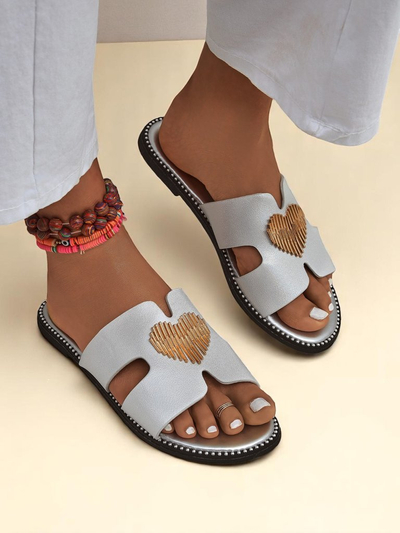 Royalfashion Women's Heart Chic Flat Slippers
