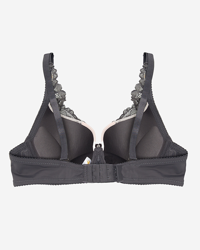 Бюстгальтер розовый женский с серым кружевом - Нижнее белье