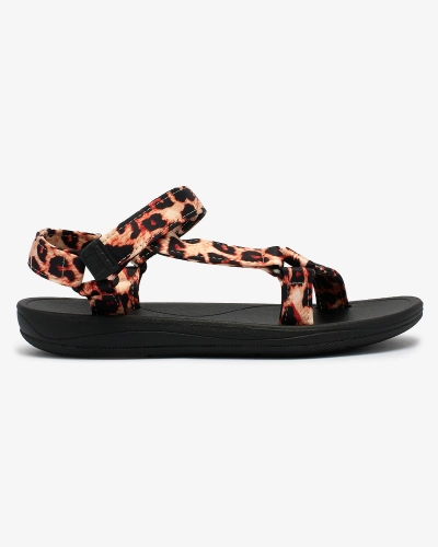 Royalfashion Smėlio spalvos moteriški sandalai su leopardo raštu Leonno
