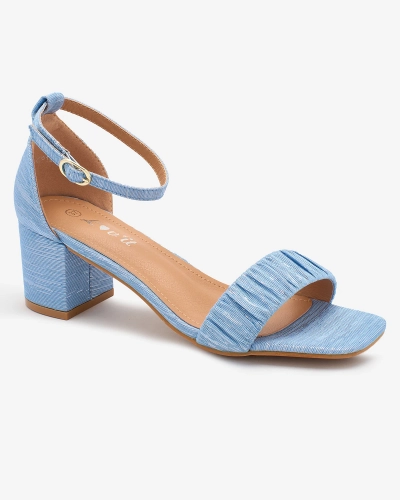 "Royalfashion" Blizgantys mėlyni moteriški žemakulniai sandalai "Oefa"