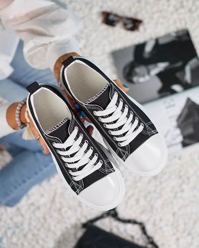 Royalfashion Черные женские кроссовки на платформе Merija