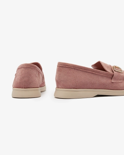 Темно-розовые женские мокасины с золотым украшением Neterri - Обувь