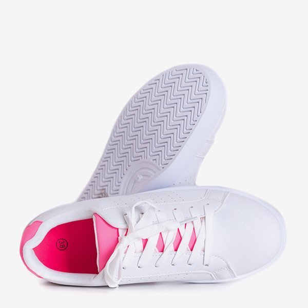 Białe damskie tenisówki z różowymi wstawkami Xandra - Obuwie