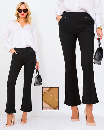 Royalfashion Черные женские леггинсы из экокожи a'la bells