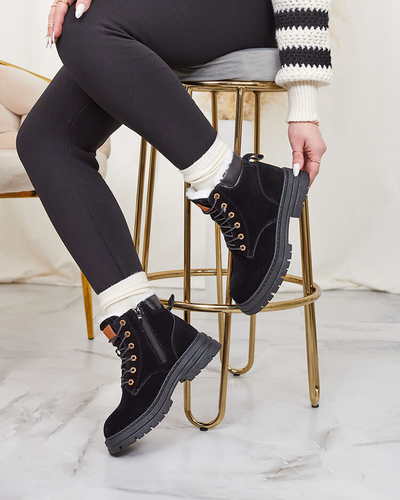 Royalfashion Женские утепленные ботинки-трапперы черного цвета Radoras