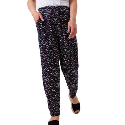 Темно-синие женские брюки с узором PLUS SIZE