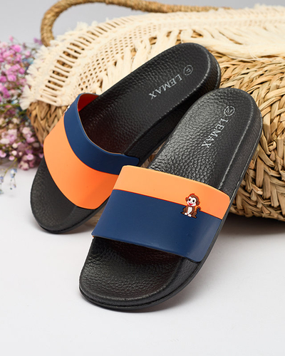 Royalfashion Oranžinės ir tamsiai mėlynos moteriškos guminės šlepetės Lierigs