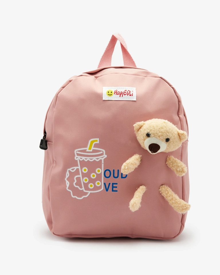 Royalfashion Розовый детский рюкзак с нашивкой в виде мишки