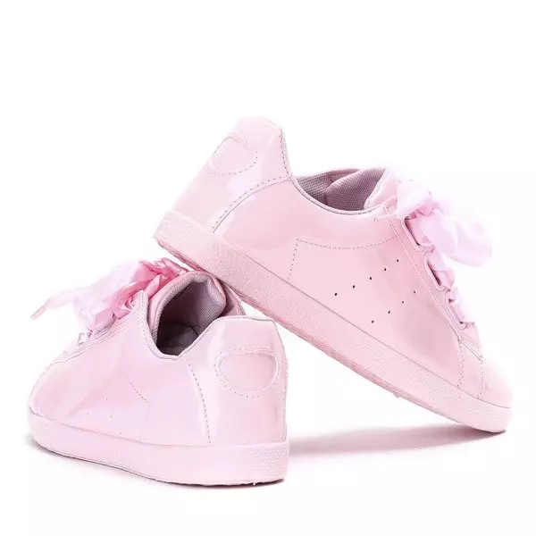 Różowe, lakierowane tenisówki wiązane wstążką Sunday - Obuwie