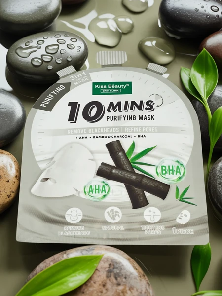 Valomoji veido kaukė lakšte su bambuko anglimi