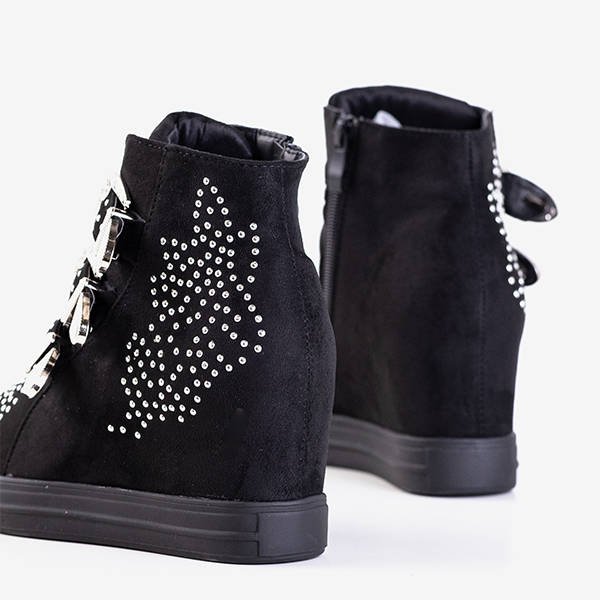 Черные кроссовки на танкетке с блестками Princali - Обувь