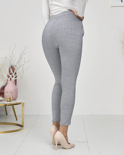 Сине-черные женские клетчатые леггинсы - Одежда