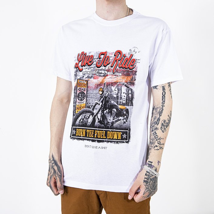 Белая мужская хлопковая футболка с принтом