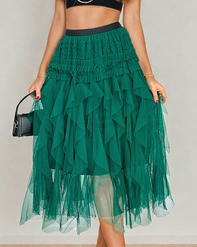 "Royalfashion" Moteriškas dvisluoksnis midi sijonas