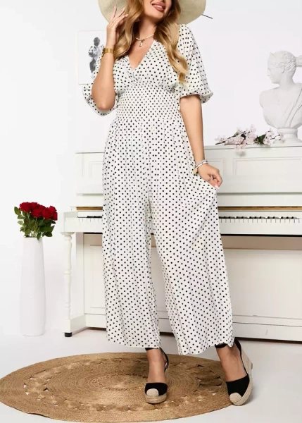 Baltas ilgas moteriškas žirnių kostiumėlis - Apranga