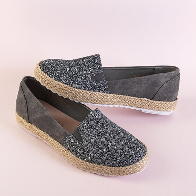Moteriškos tamsiai pilkos spalvos brokatas „Nuhente espadrilles“ - Batai