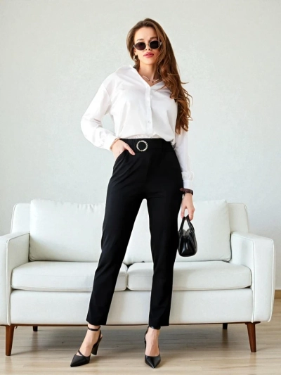 Pantaloni Bella Melodia Juodos Spalvos