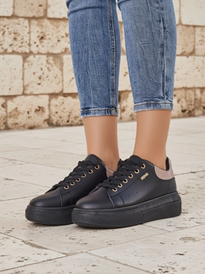 Moteriški juodi Royalfashion Callista kedai su platforma, pagaminti iš ekologiškos odos