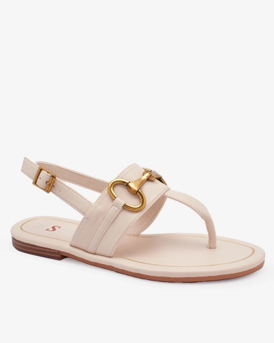 OUTLET Royalfashion Женские сандалии-шлепанцы бежевого цвета Imonel