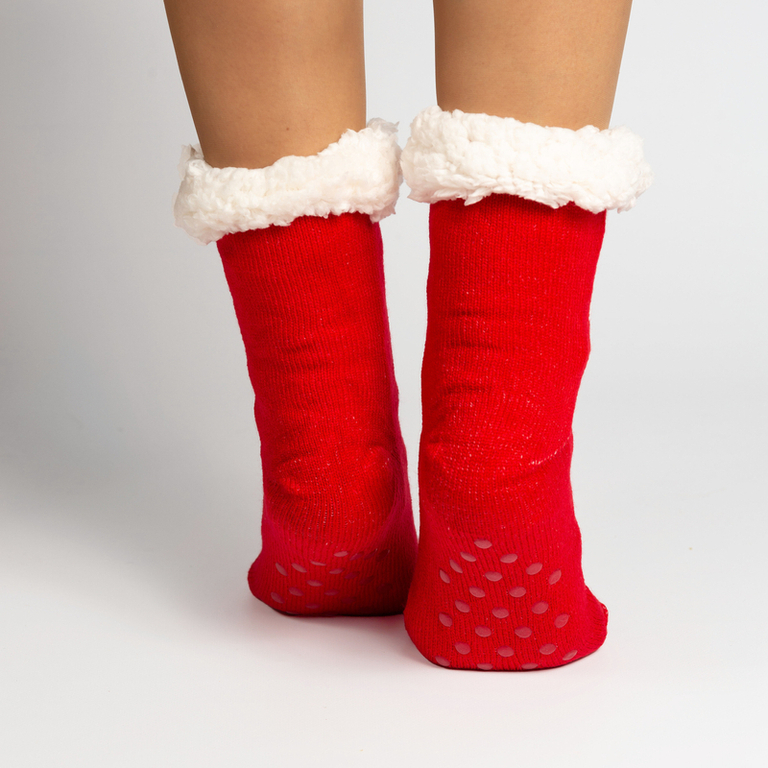 Moteriškos raudonos storos kalėdinės kojinės – apatinis trikotažas