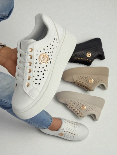 Aurelia Bianca – Białe Sneakersy Platforma Royalfashion Ecru