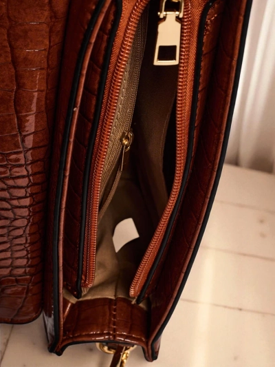 Aurelia Elegante Camel - Mini torebka damska zamszowo-patentowa Venezia Classico