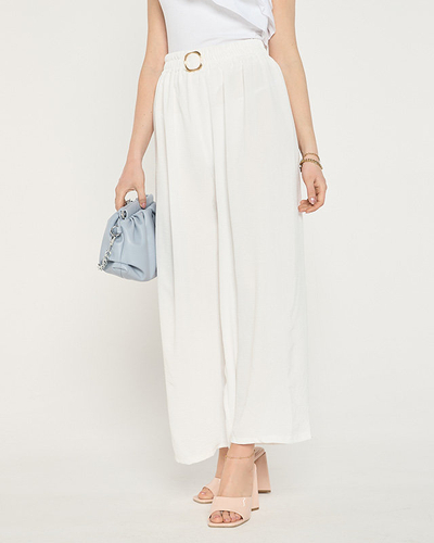 Женские белые широкие брюки палаццо - Одежда
