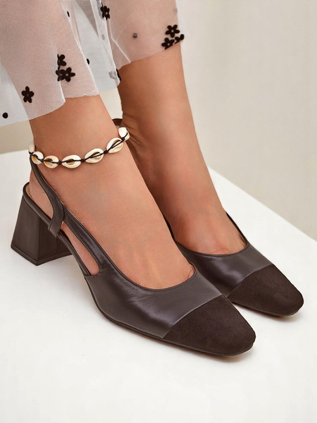 Royalfashion Damskie czółenka Eleganzo – niski obcas, ozdobny nosek