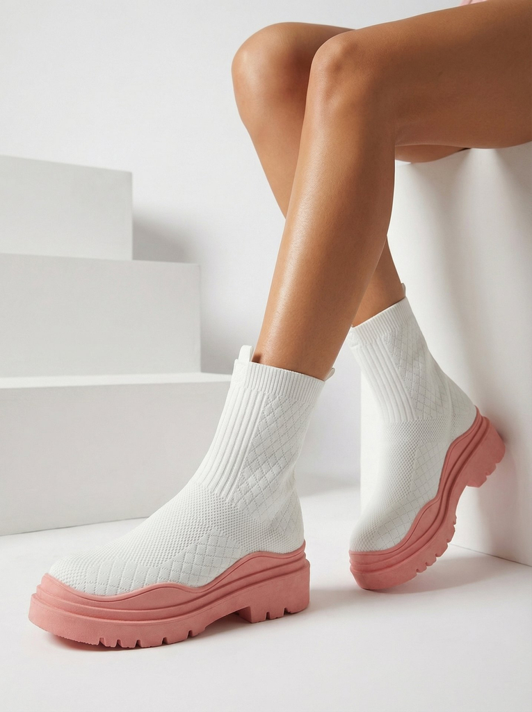 Бело-розовые женские сапоги Seritis