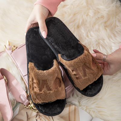 Коричневые женские тапочки с мехом Wortan - Обувь