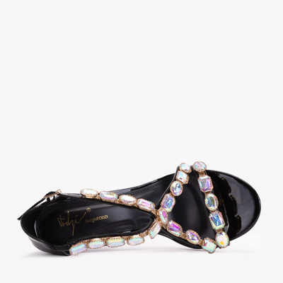 Черные женские босоножки на шпильке с форсунками Luvell - Обувь