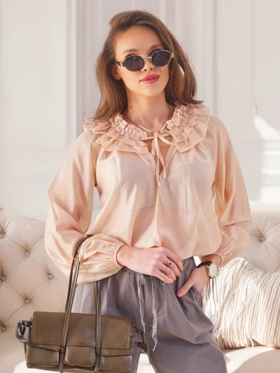 Royalfashion Прозрачная женская рубашка с декоративным воротником