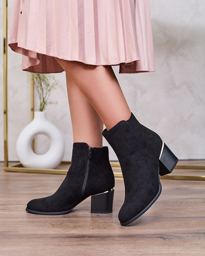 Royalfashion Черные женские сапоги на низкой шпильке Traestra