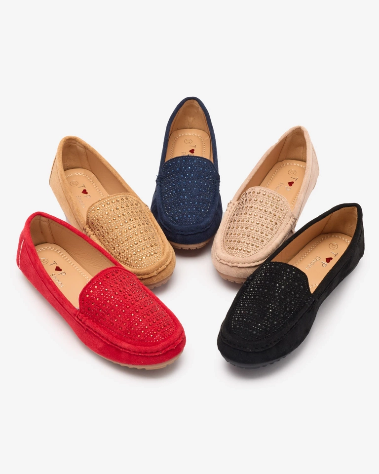 Светло-коричневые женские мокасины с цирконами Bretika - Обувь