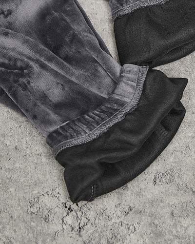 Женские велюровые спортивные костюмы темно-зеленого цвета PLUS SIZE- Одежда