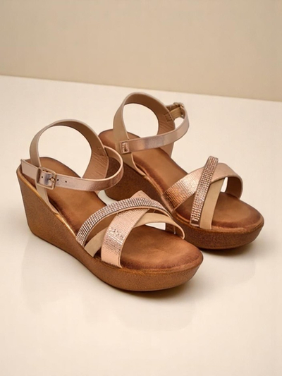 Женские wedges-сандалии Royalfashion с стразами и блестками Glittera