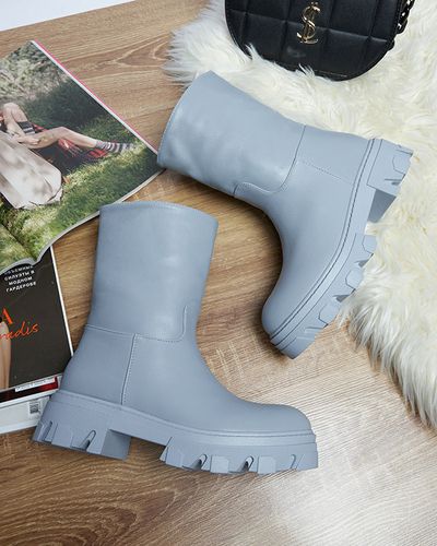 Голубые женские сапоги с утеплением Mekira