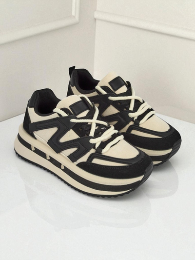 Selene Nero Black Eco-Leather Platform Sneakers for Women