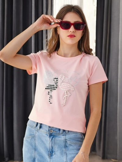 Royalfashion moterų medvilninė marškinėliai Flaming Love